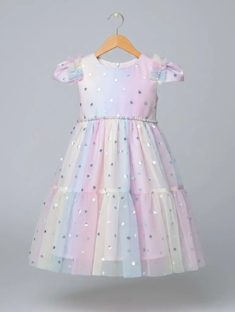 Miniatura VESTIDO TULE ARCO IRIS E CORACAO COR: MULTICOLOR DEGRADE 2
